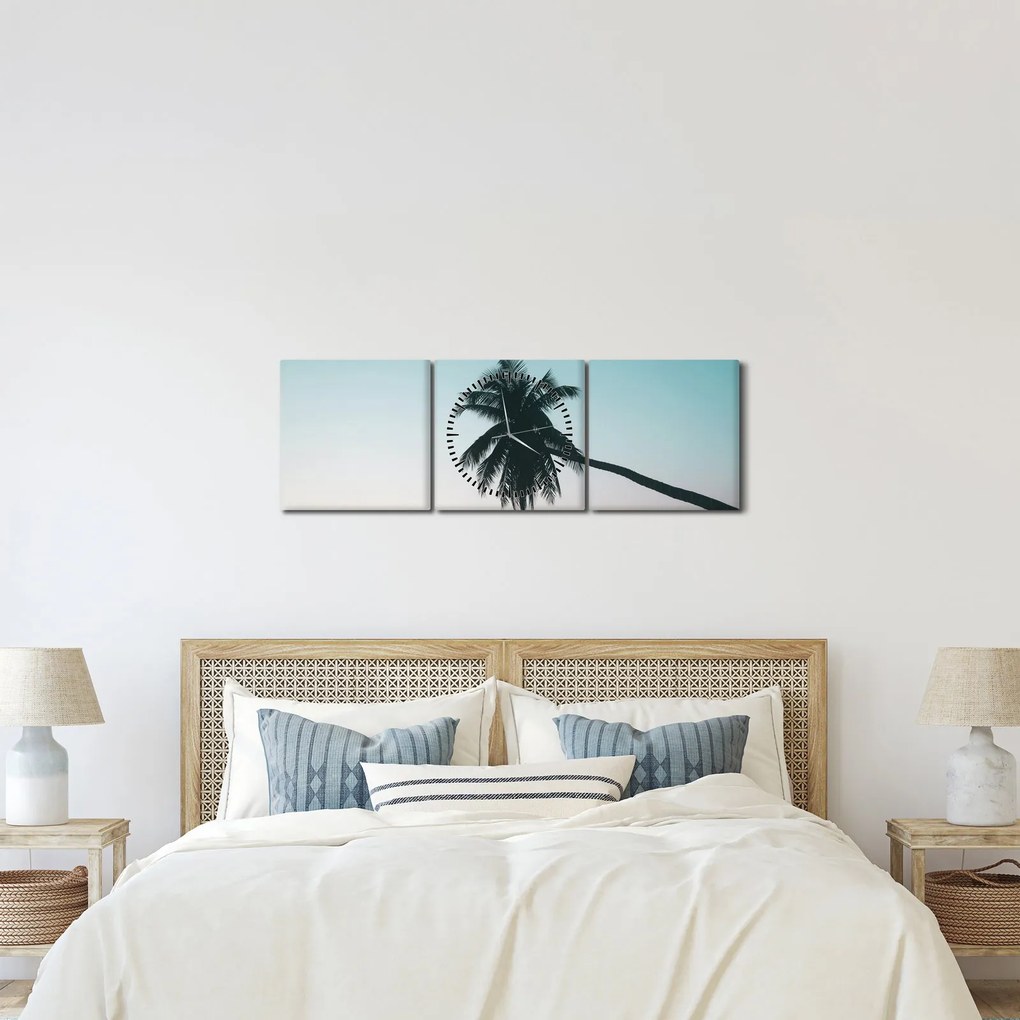 Obraz - Palma na Bali (z zegarem) (90x30 cm)