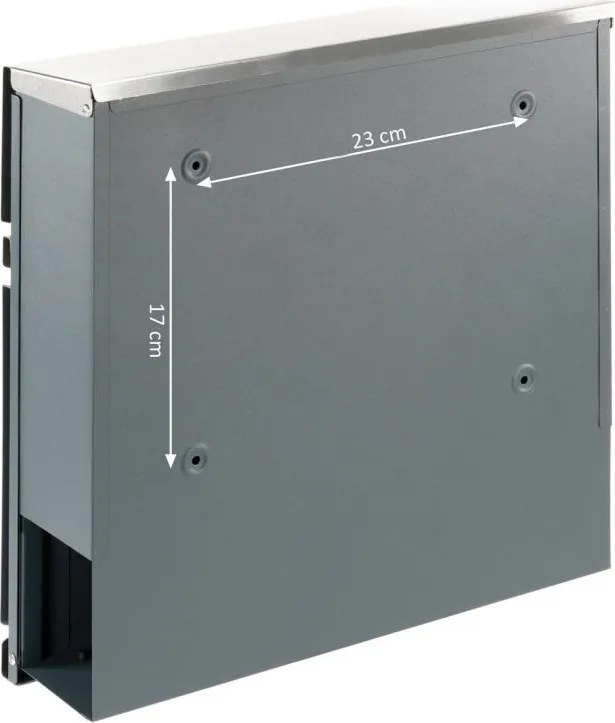 Skrzynka na listy z przegrodą na gazety, srebrna, 2 klucze