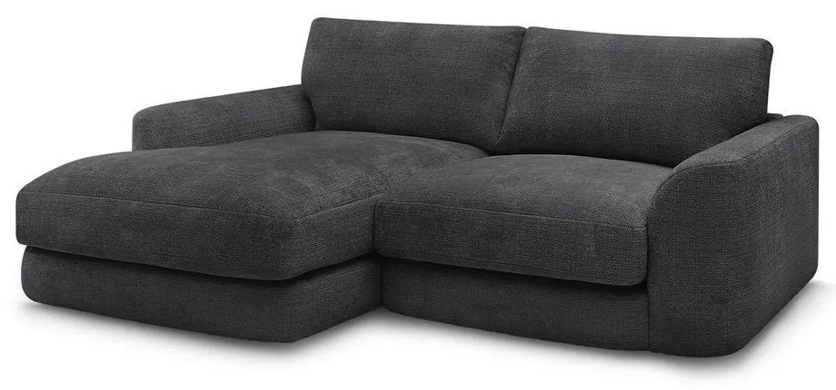 Czarny narożnik z tkaniny szenilowej (lewostronny/z szezlongiem) Leonore – Bobochic Paris