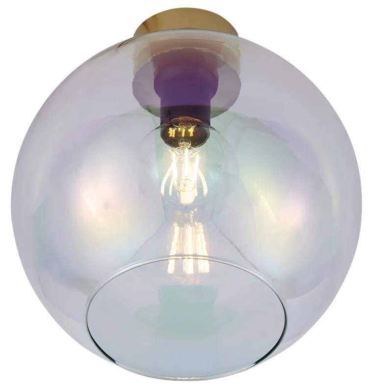 Lampa sufitowa Art Deco złota ze szkłem w kolorze tęczy - Sandra ArtDeco Oswietlenie wewnetrzne