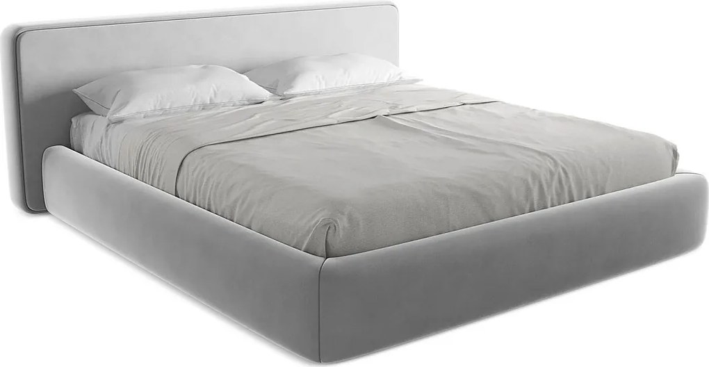 Łóżko 220 x 225 - z weluru - szary - KIANA