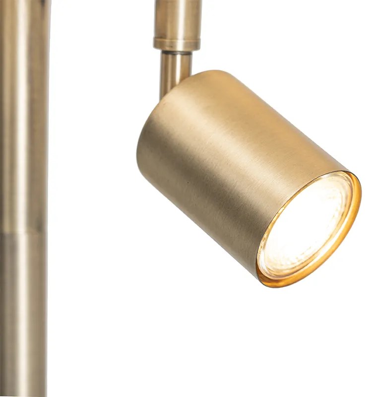 Lampa podłogowa brązowa z białym abażurem i lampką do czytania - Jelena Nowoczesny Oswietlenie wewnetrzne