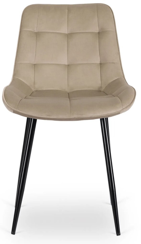 Zestaw Stół Kwadratowy Rozkładany MAX 80-160 cm Dąb Craft/Czarny i 6 Krzeseł Tapicerowanych CHRIS Beżowych Nowoczesnych