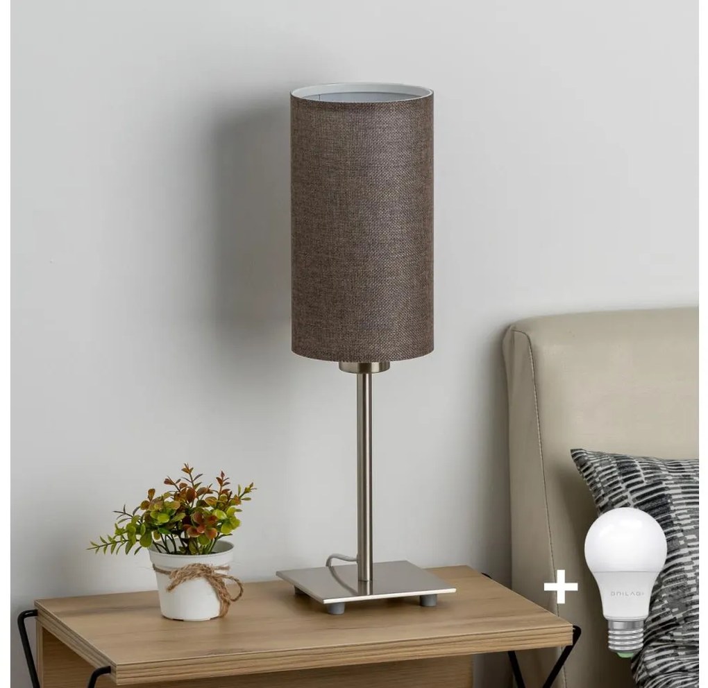 Eglo - Lampa stołowa LED TUNJA 1xE27/60W/230V 26,5 cm matowy chrom/brąz