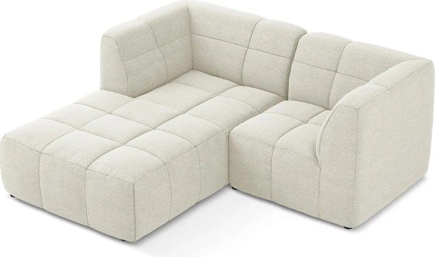 Beżowy narożnik z materiału bouclé (lewostronny/z szezlongiem) Aloha – Makamii