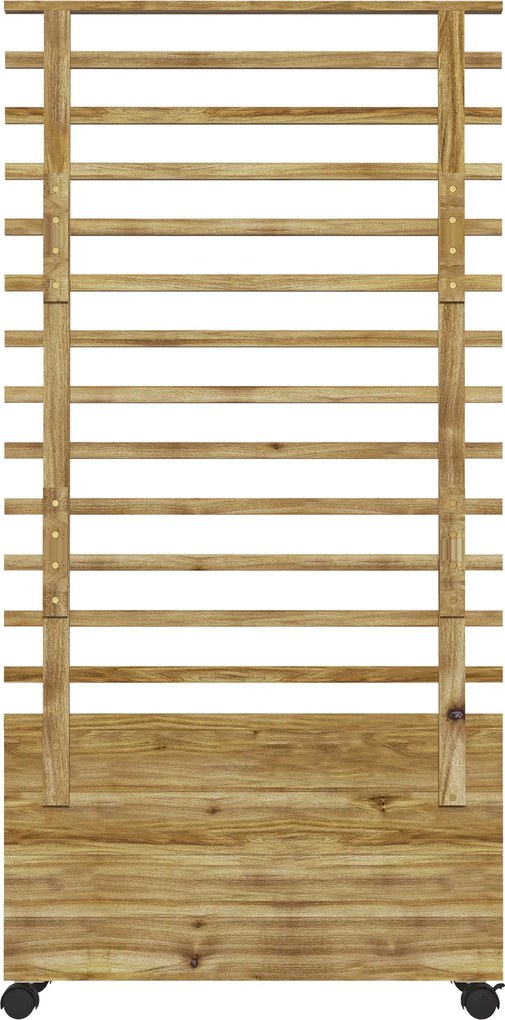 Outsunny Kwietnik z pergolą, 4 koła, drewno naturalne, lakier odporny na warunki atmosferyczne, 76 x 30 x 155 cm