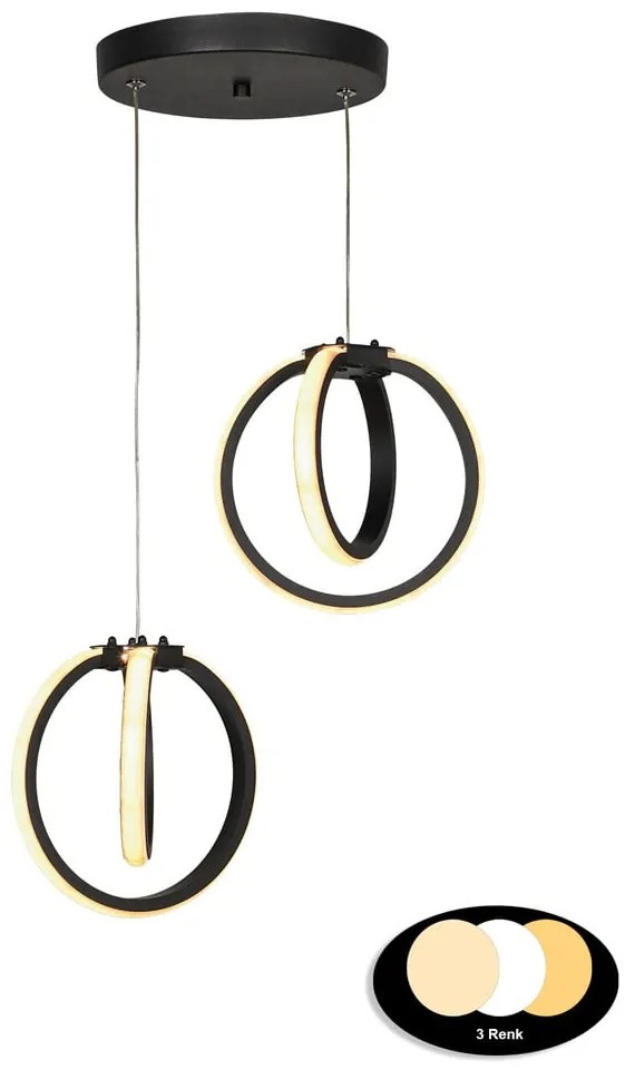 Czarna metalowa lampa wisząca LED ø 20 cm Sezen – Squid Lighting