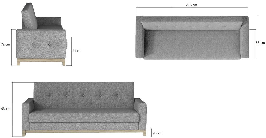 Sofa rozkładana z funkcją spania SELENE VELVET zielona ELTAP