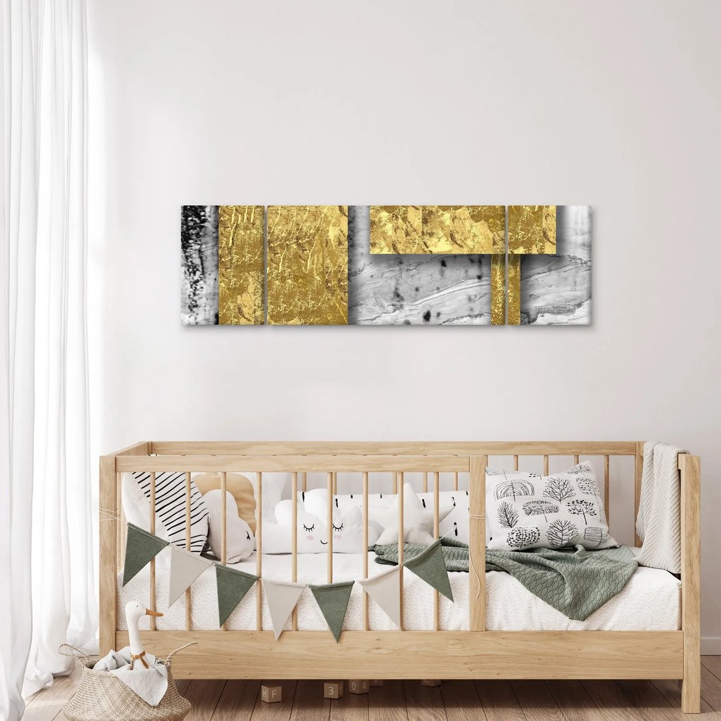 Obraz - Złote kwadraty N⁰3 (170x50 cm)