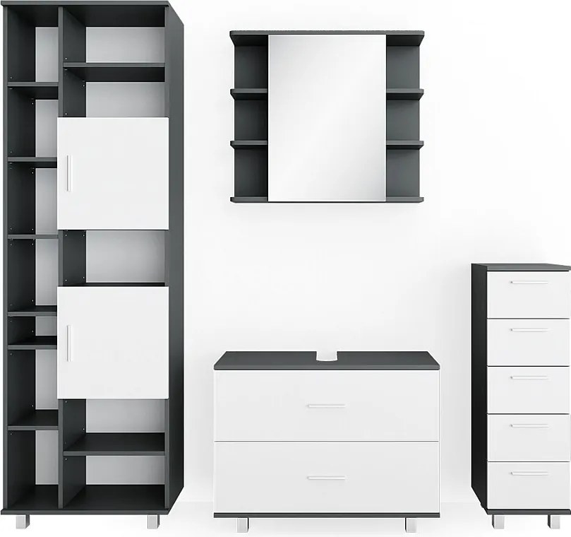 Zestaw mebli łazienkowych biały/antracyt 80.2x33x60.8 ilias