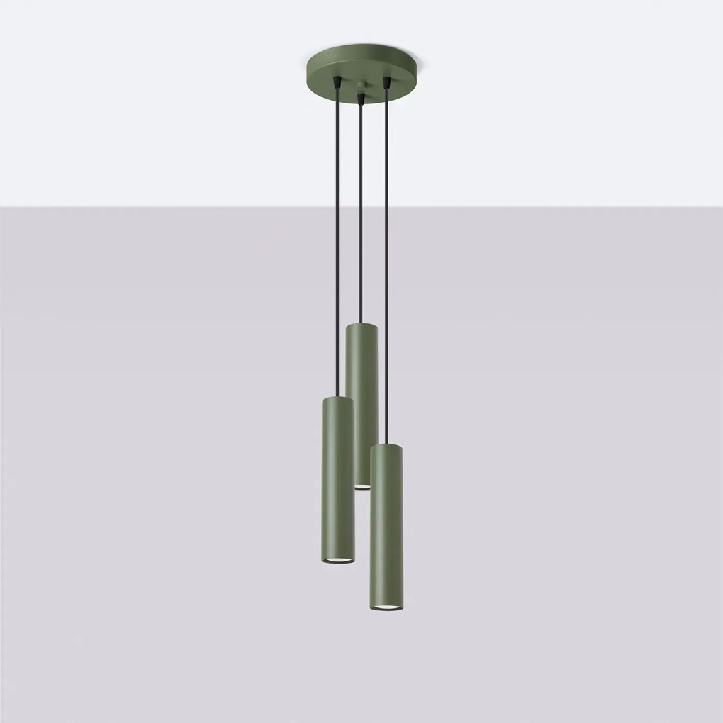 Lampa wisząca LAGOS 3P zielona oliwka SOLLUX LIGHTING