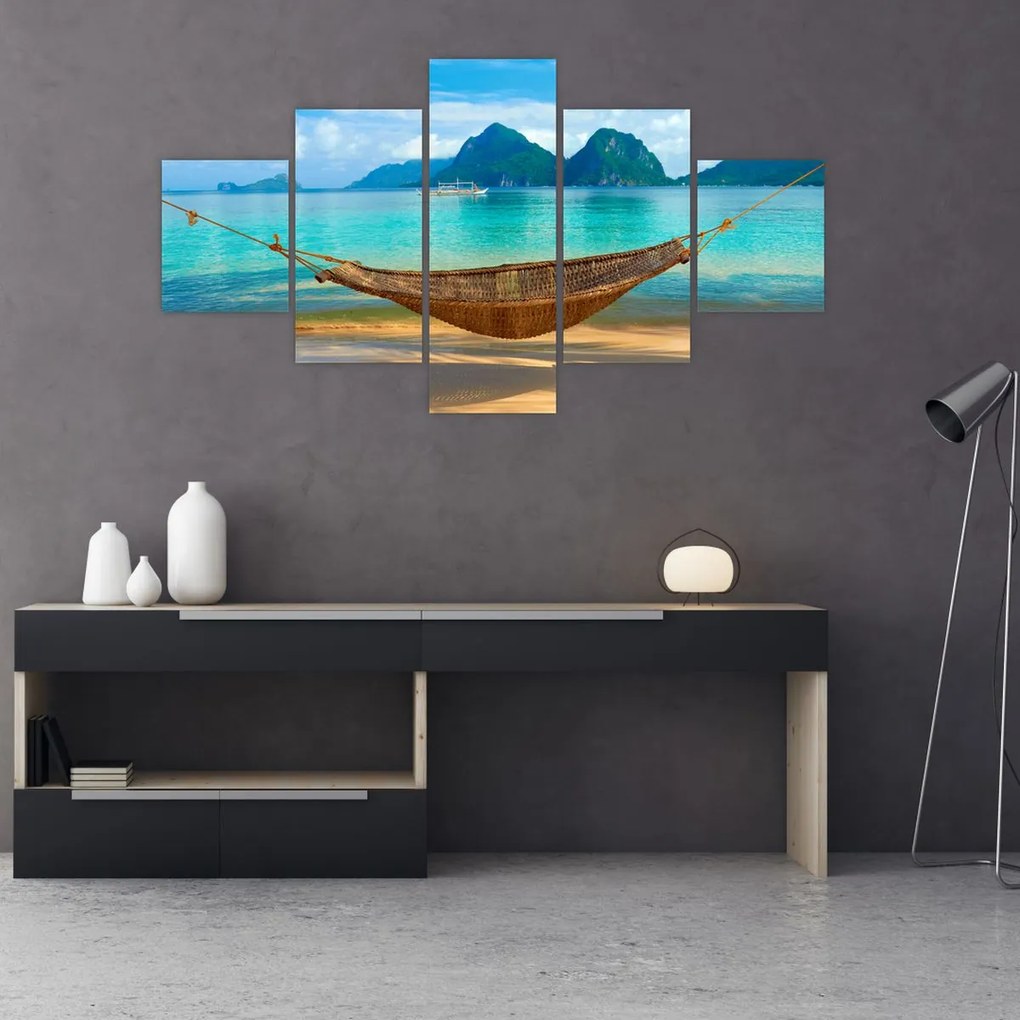 Obraz - Hamak na plaży (125x70 cm)