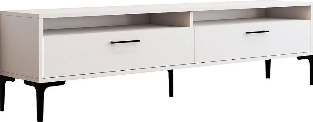 Nowoczesny stolik pod TV – 180 cm – Biały – Płyta wiórowa pokryta melaminą