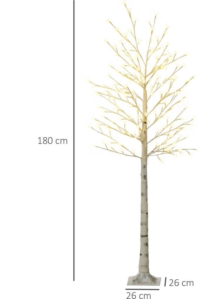 HOMCOM LED Drzewo 180 cm, Drzewo Świetlne, Wiśniowe z 180 diodami LED, 3 poziomy jasności