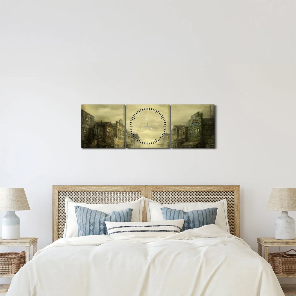 Obraz westernowego miasteczka (z zegarem) (90x30 cm)