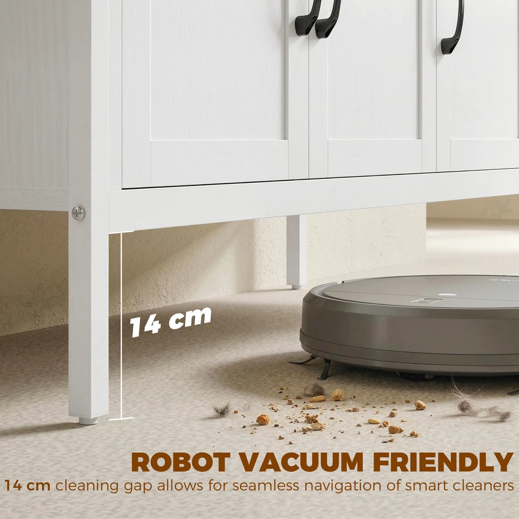 HOMCOM Komoda z regulowanymi półkami, bufet z szufladami, 95 cm, biały | Aosom PL