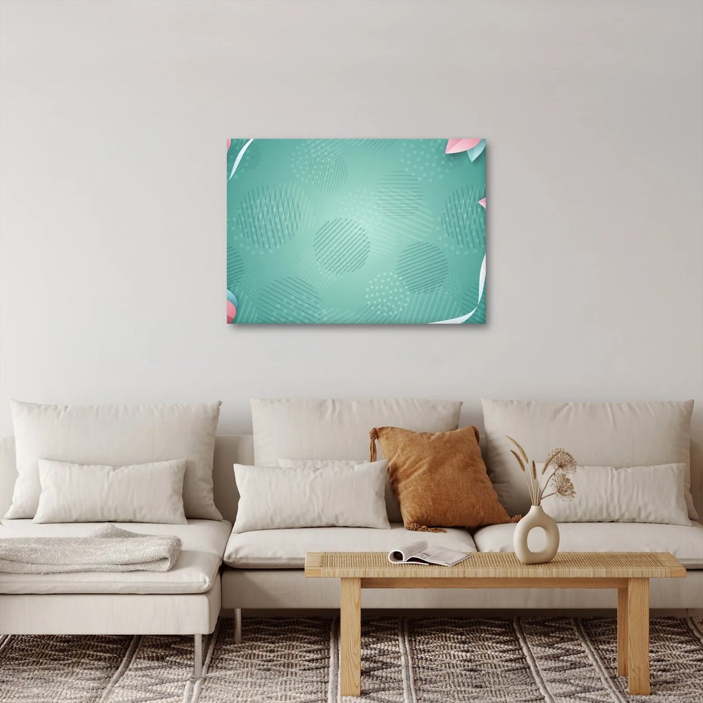 Obraz - Koła z kwiatami (70x50 cm)