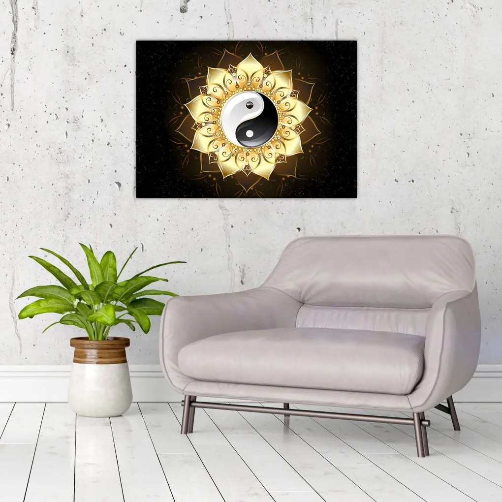 Obraz - Złoty Yin-Yang (70x50 cm)
