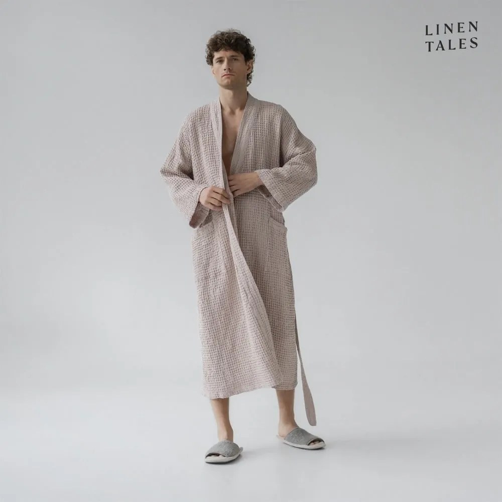 Beżowy szlafrok w rozmiarze XXL Honeycomb – Linen Tales