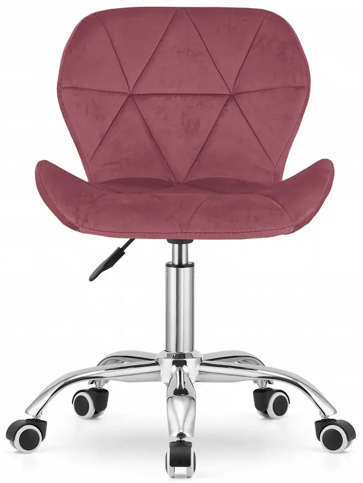Welurowy pikowany fotel obrotowy ciemny róż A4-R41
