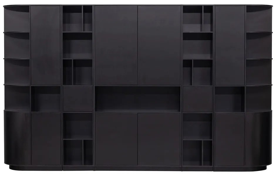 Czarny regał modułowy z litego drewna sosnowego 78x210 cm Finca – WOOOD