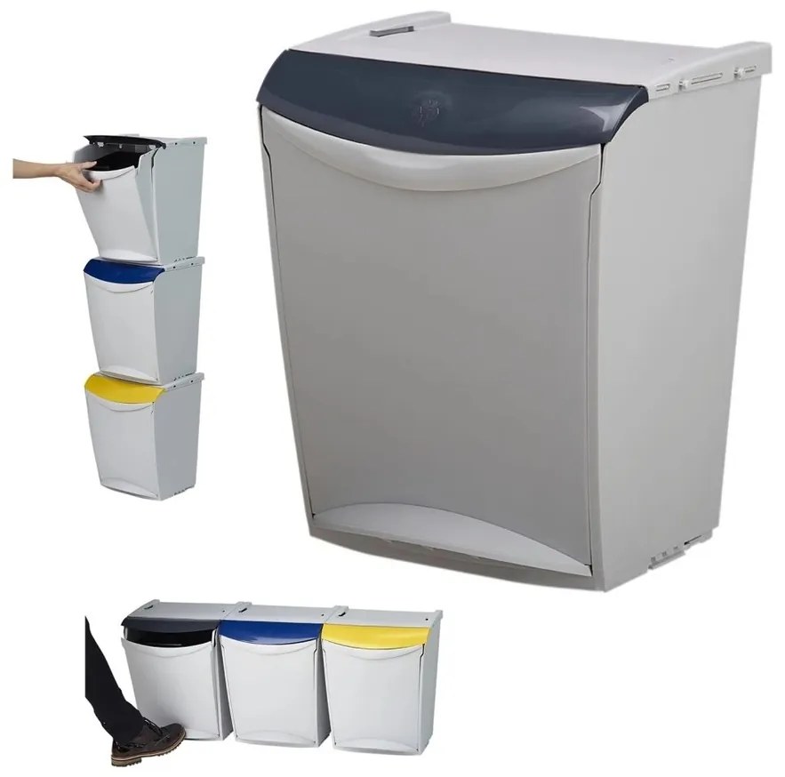 Denox Ekosystem Kosz na odpady segregowane 25 l, szary - mix