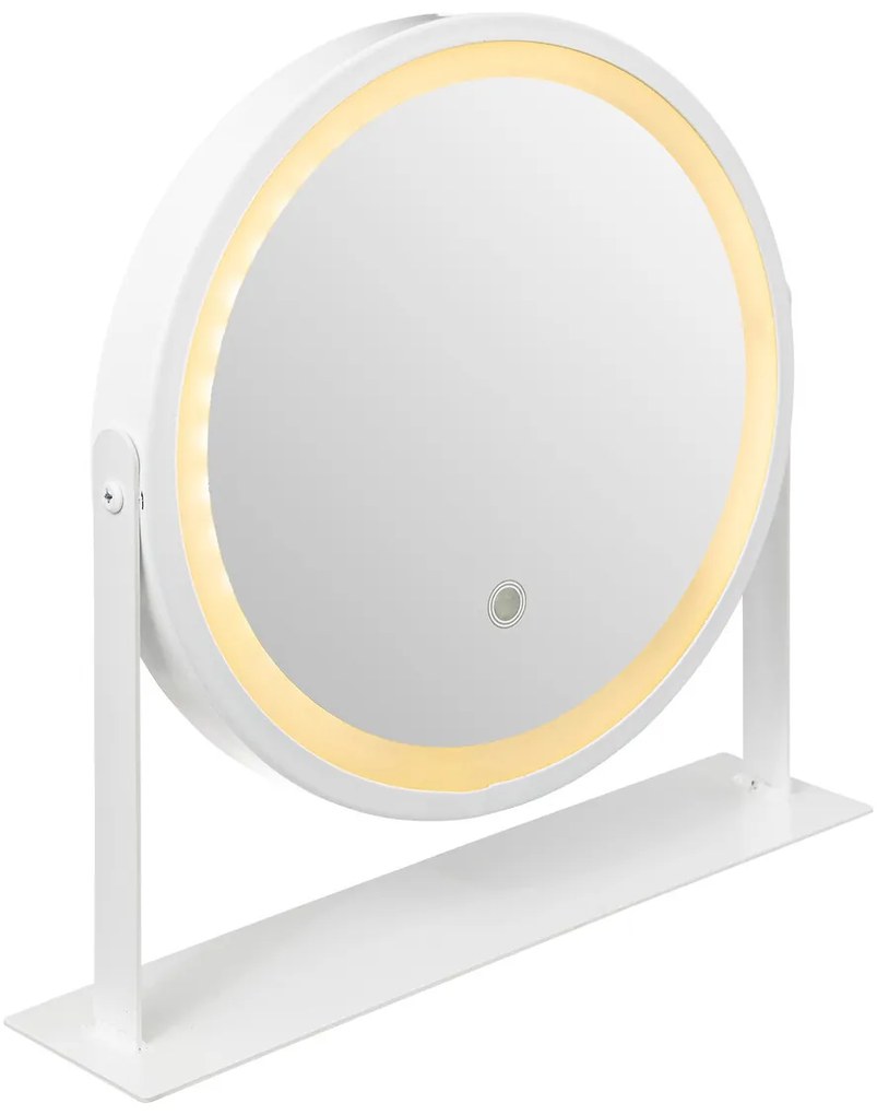 Lusterko kosmetyczne z podświetleniem LED, białe, Ø 34 cm