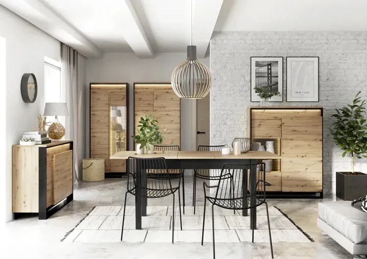 Industrialna witryna do salonu dąb artisan - QA S0-K43