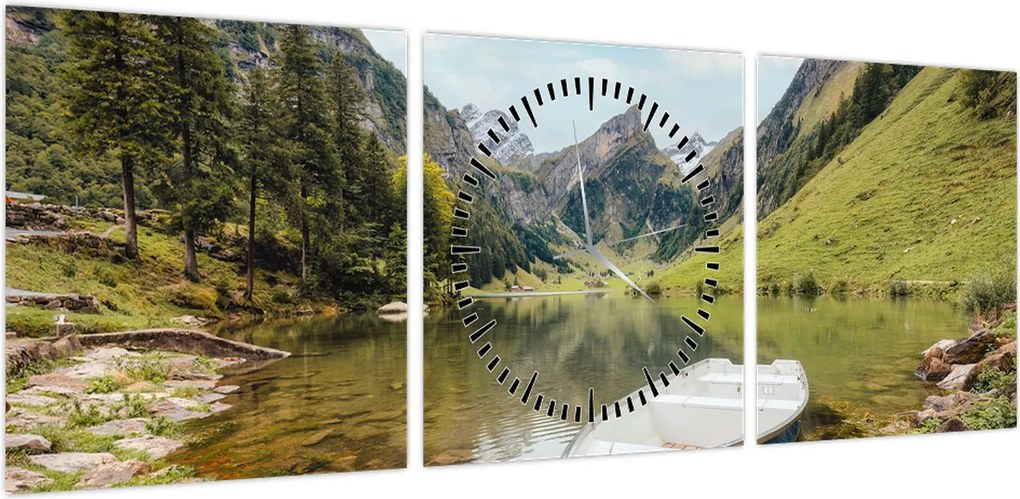 Obraz - Seealpsee, jezioro w Szwajcarii (z zegarem) (90x30 cm)