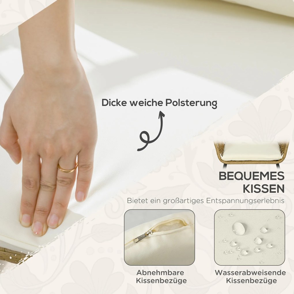 Outsunny Zestaw Mebli z Rattanu 5-częściowy Beżowy | Aosom PL