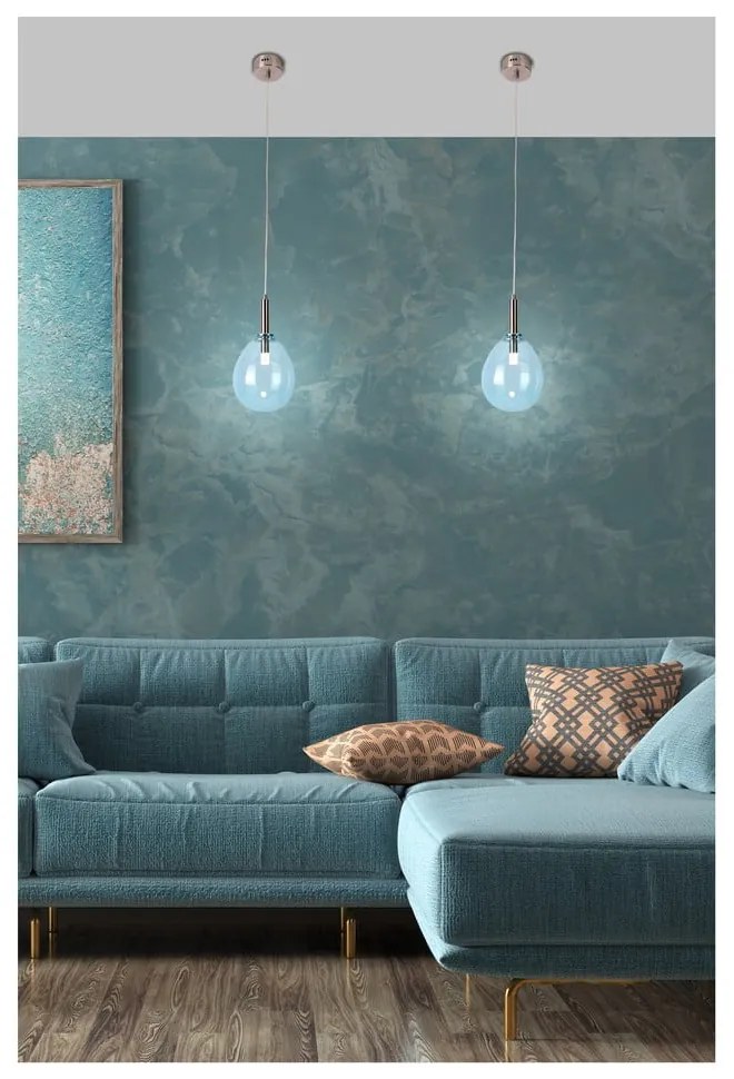 Niebieska lampa wisząca LED ze szklanym kloszem Lukka – Candellux Lighting