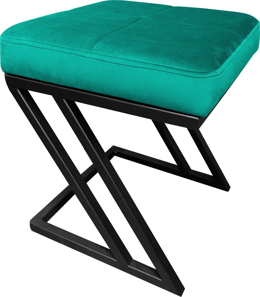 Pufa ZETA tkanina Welur loft ławka podnóżek metal : Kolor Stelaża - Czarny , Kolor tkaniny - VELVET - MG20, Typ tkaniny - Velvet