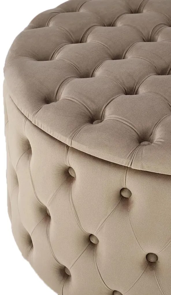 Beżowa pufa ze schowkiem w stylu glamour - Issen