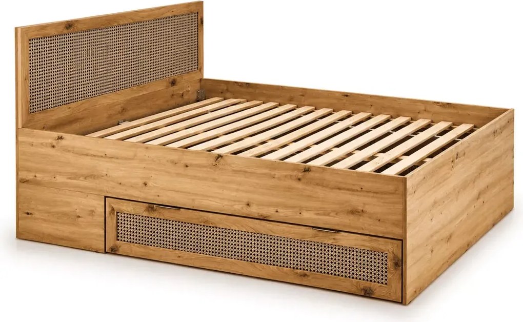 Łóżko tapicerowane Calviro z wysokim wezgłowiem i szufladami – nowoczesny design, komfort i elegancja do Twojej sypialni