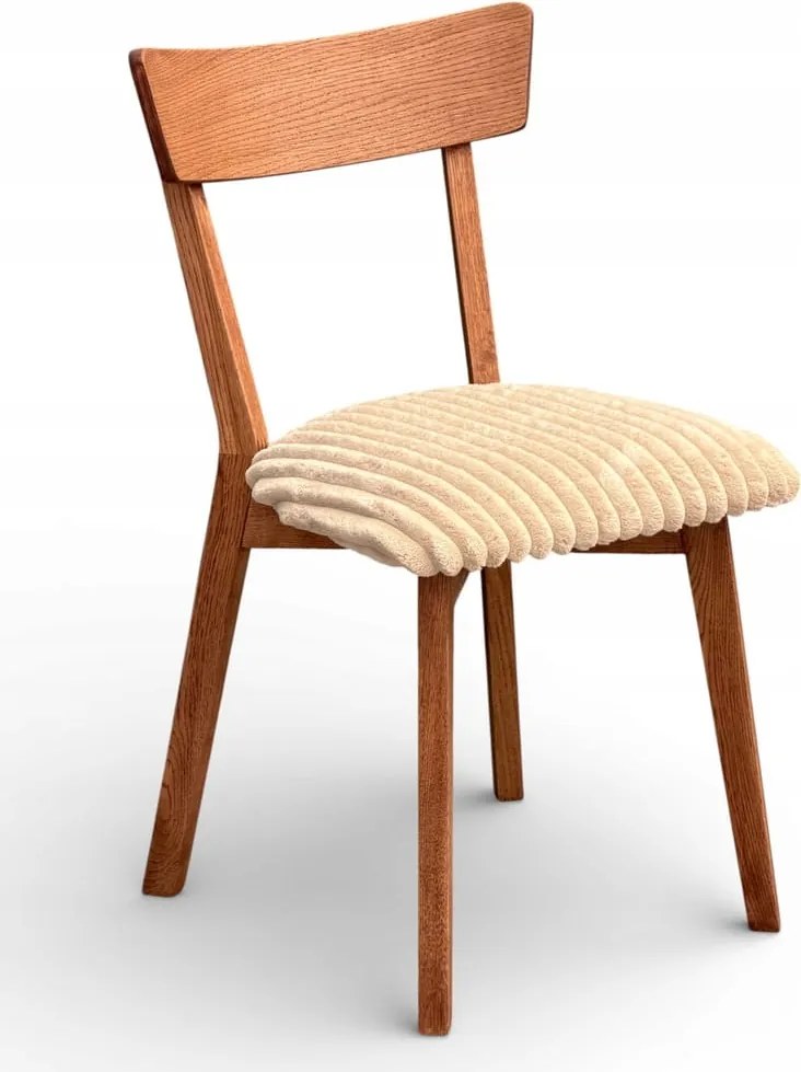 6 x Krzesło dębowe beżowe dąb drewno krzesło AGATA walnut orzech