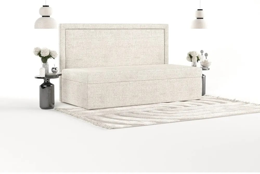 Kremowe tapicerowane łóżko jednoosobowe 100x200 cm Scala – Maison de Rêve
