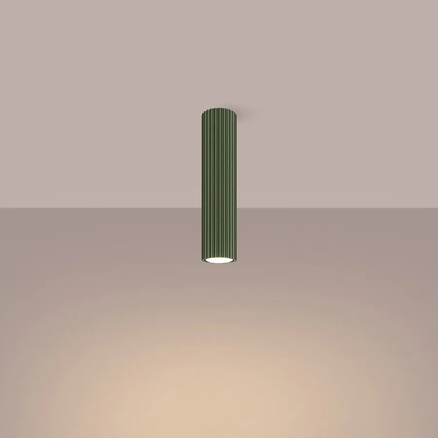 Lampa sufitowa minimalistyczny Gloow, aluminium - 1 źródło światła 3000K - L.6.5 x H.30 cm - zielony oliwkowy