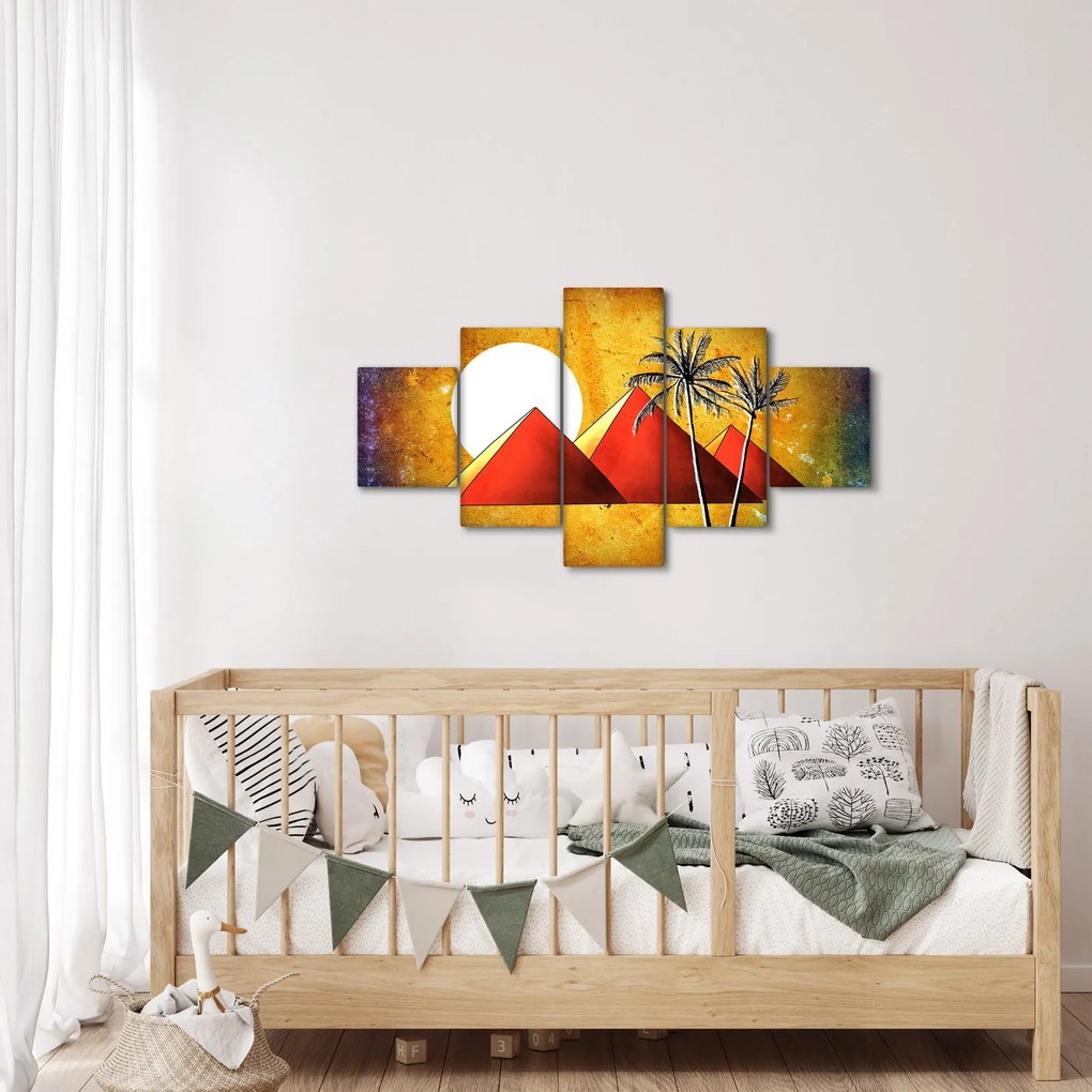 Obraz malowanych egipskich piramid (125x70 cm)