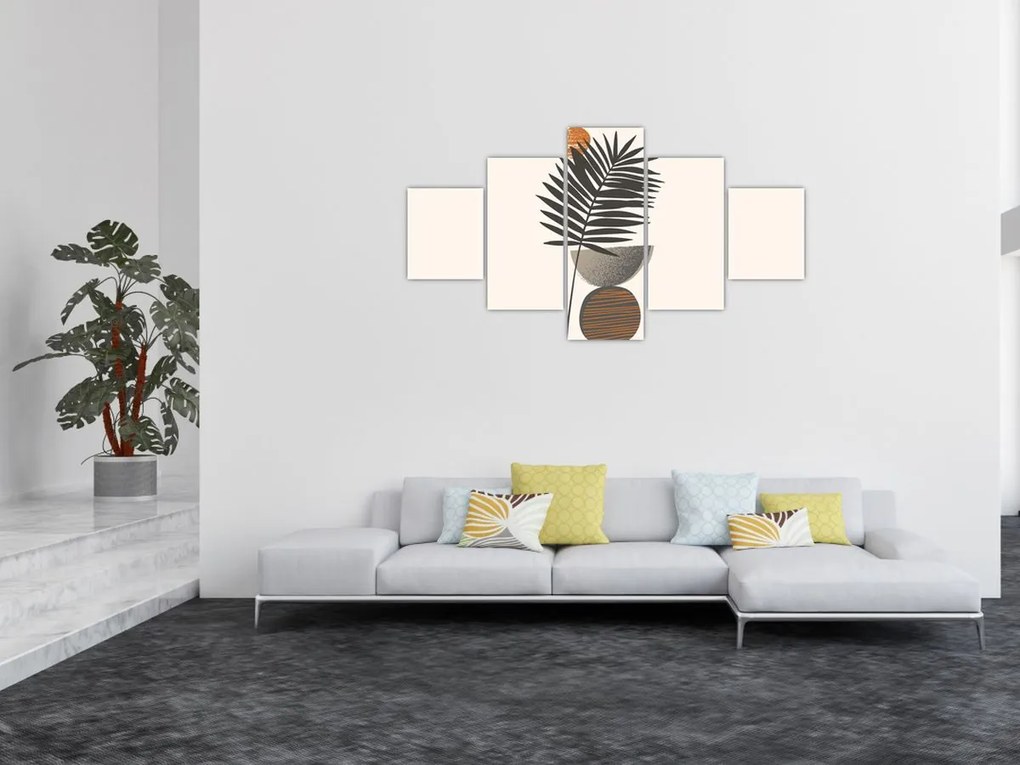 Obraz - Abstrakcja z liściem palmy (125x70 cm)