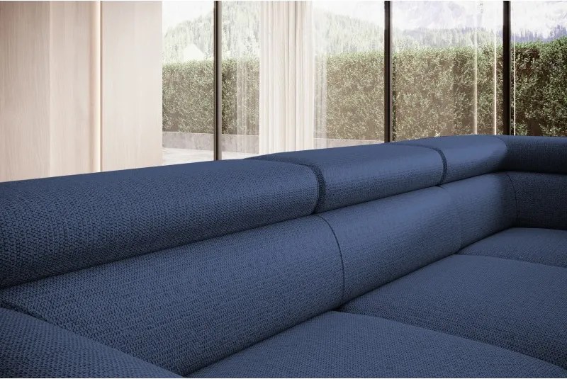 Narożnik RAVEN L Prawostronny wolnostojący z funkcją spania tkanina ARAGON 79 Niebieski WERSAL
