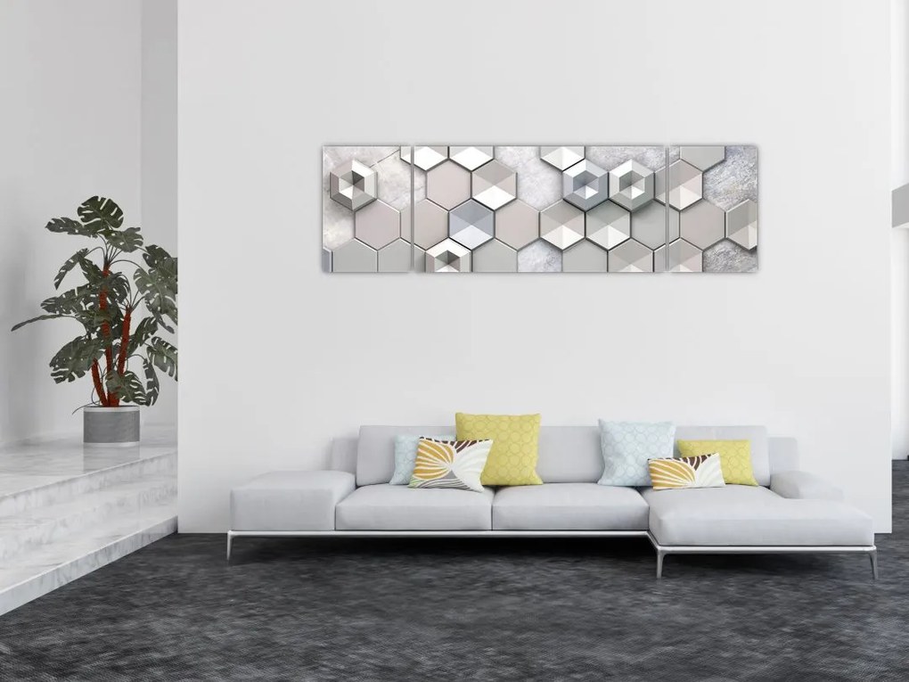 Obraz abstrakcji 3D (170x50 cm)