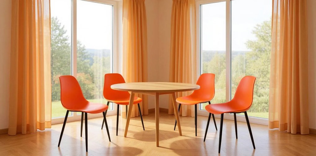 Krzesło OSAKA pomarańczowe z czarnymi nogami