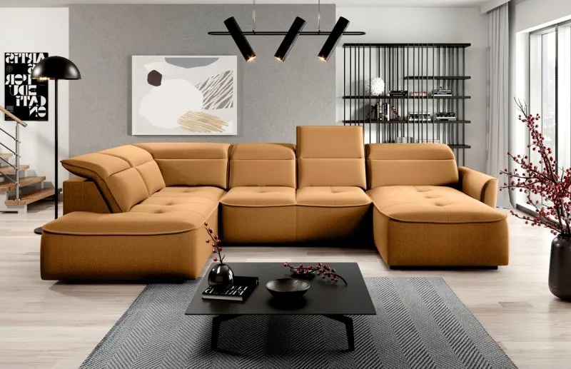 Narożnik MURILLO XL z elektryczną regulacją siedziska Lewostronny w tkaninie VOUGE 09 WERSAL