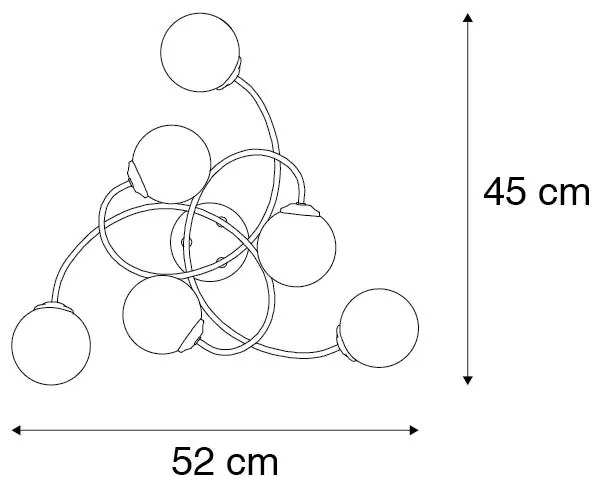 Plafon art deco złoty 6-źródeł światła z przydymionym szkłem - Athens