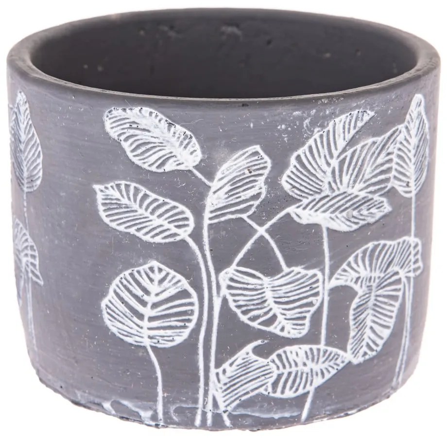 Szara doniczka betonowa na metalowym stojaku Dakls Flowery, ø 13,5 cm