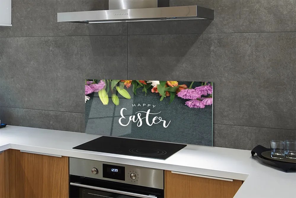 Szkło do Kuchni na Ścianę Wielkanocna Kompozycja Kwiatowa