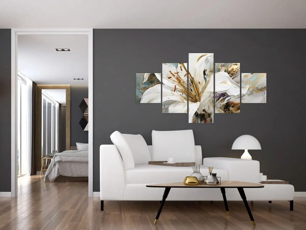 Obraz - Abstrakcja z lilią (125x70 cm)