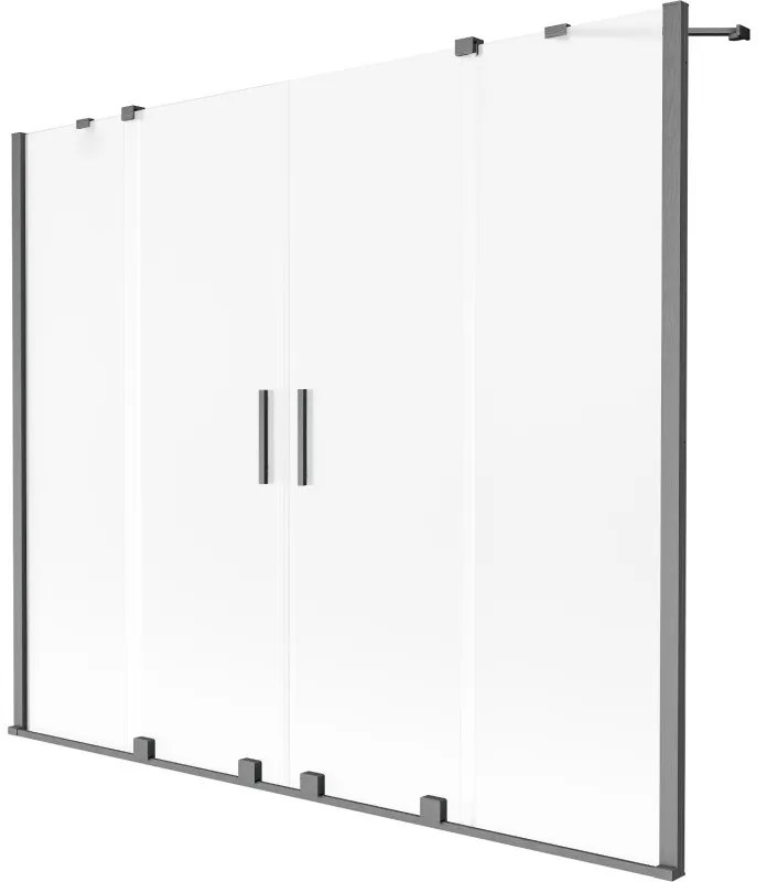 Mexen Velar Duo parawan nawannowy 2-skrzydłowy rozsuwany 200 x 150 cm, szron, gun gray szczotkowany - 896-200-000-32-66