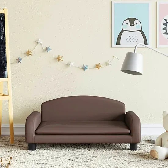 Brązowa sofa dziecięca ze sztucznej skóry - Velira 4X