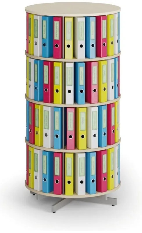 Regał obrotowy na segregatory, 4 półki, brzoza